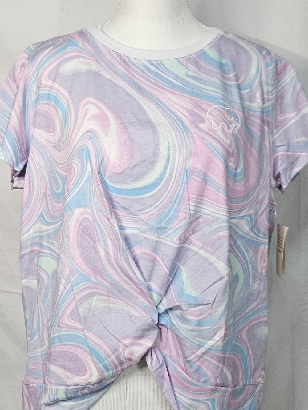 Ivory Ella Pastel Marble Twist Front Tee